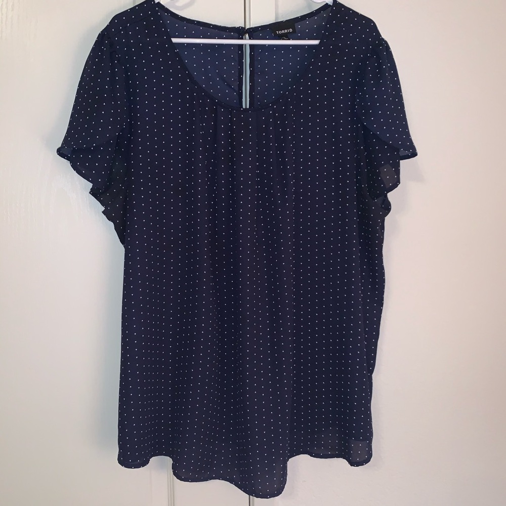 Torrid Navy Polka Dot Blouse